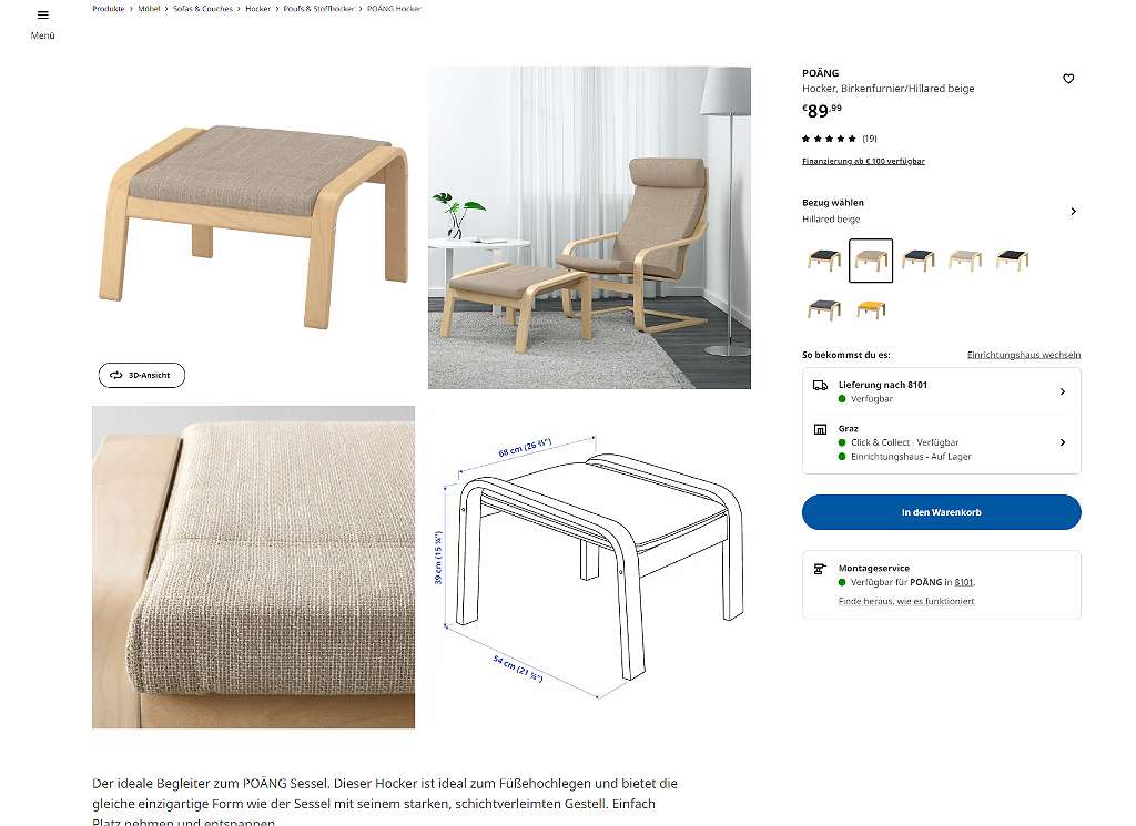POÄNG Repose-pieds, Hillared beige - IKEA