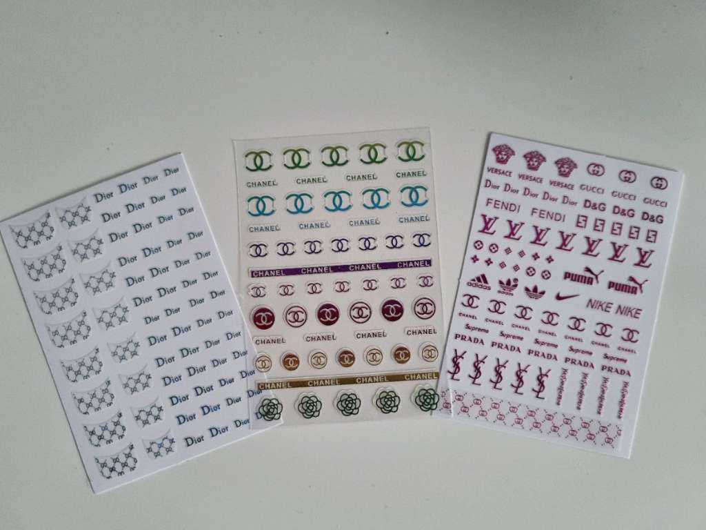 6 Sheets LV Supreme Nail Stickers