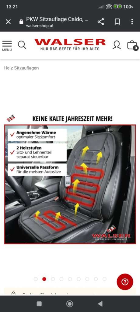 Sitzheizung Auto WALSER Heizsitzauflage, € 30,- (1220 Wien