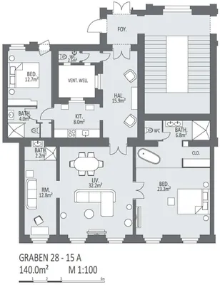 4-Zimmer-Wohnung mieten in Wien – 140 m², € 8.143 – Bild 27 von 27
