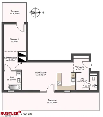 2-Zimmer-Wohnung mieten in Wien – 56 m², € 1.325 – Bild 6 von 8