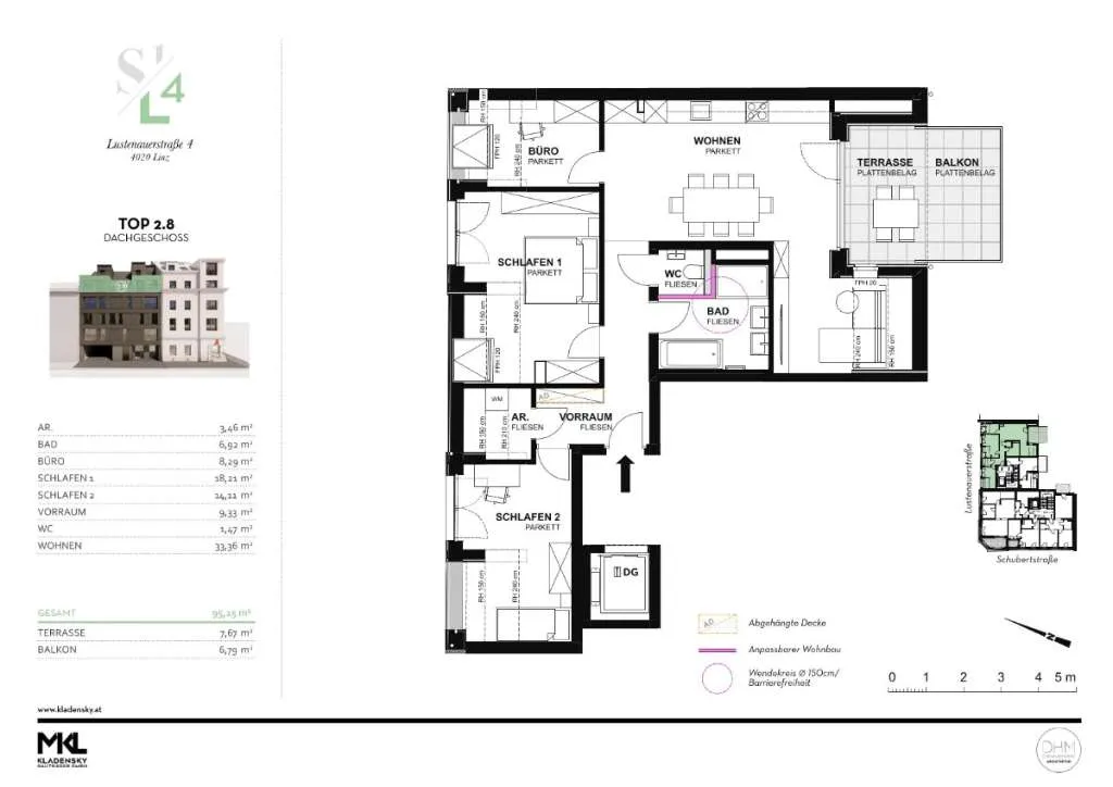 Grosszügige 4-Zimmer-Dachgeschosswohnung mit Terrasse - Ansicht 2