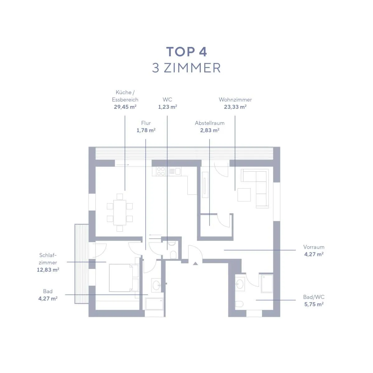 GROSSGMAIN | NEUBAUPROJEKT MIT 5 EINHEITEN| 3-Zimmer-Wohn ung mit 2 Balkonen_Top 4 – pohled 3