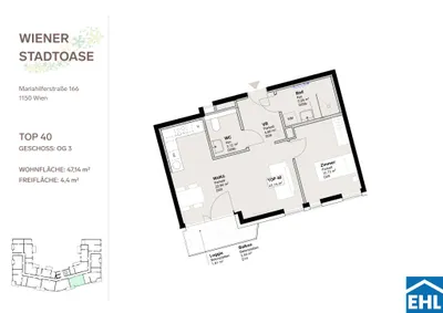 2-Zimmer-Wohnung mieten in Wien – 47,14 m², € 1.165 – Bild 13 von 13