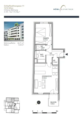 2-Zimmer-Wohnung mieten in Wien – 60,71 m², € 1.149 – Bild 11 von 11