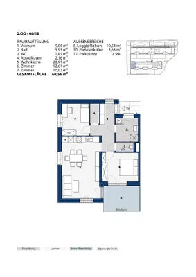3-Zimmer-Wohnung mieten in Melk – 68,56 m², € 788 – Bild 2 von 2