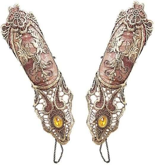 Lange fingerlose Spitzen - Handschuhe - Kostüm / Gothic / Vintage