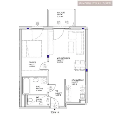 2-Zimmer-Wohnung mieten in Wien – 53,02 m², € 999 – Bild 10 von 12