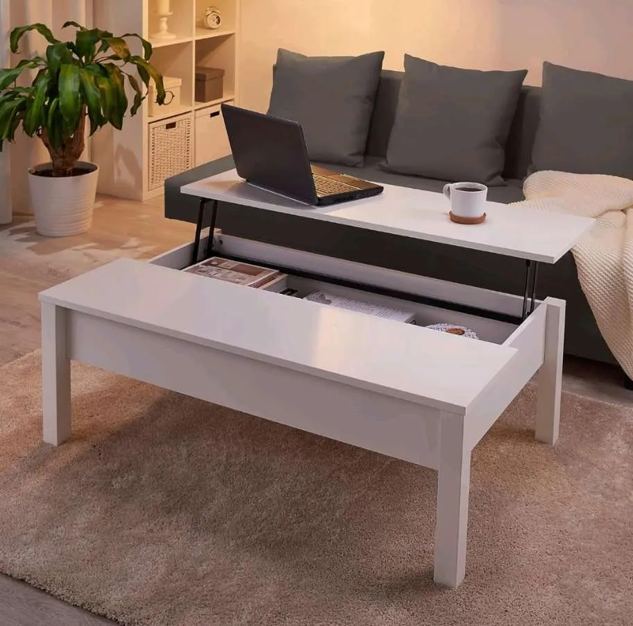 IKEA TRULSTORP Couchtisch, Weiß, hochklappbare Tischplatte mit Stauraum darunter, Tisch, Tischplatte, höhenverstellbar, € 55,- (1160 Wien)
