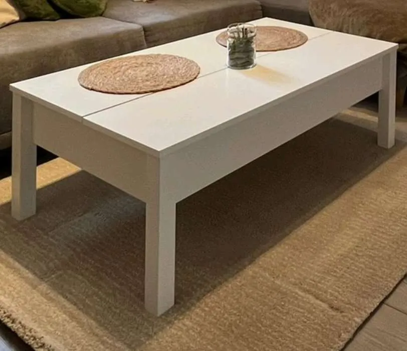 IKEA TRULSTORP Couchtisch, Weiß, hochklappbare Tischplatte mit Stauraum darunter, Tisch, Tischplatte, höhenverstellbar, € 55,- (1160 Wien)