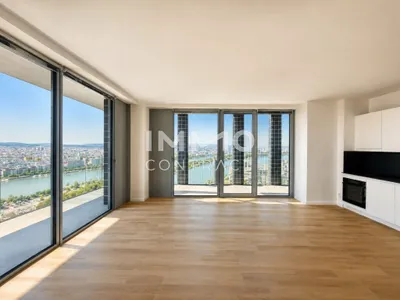 43. Etage Signature Skyline Supreme - Süd-Eckresidenz - 3 Zimmer, Freifläche und mit Panorama über Wien und Donau