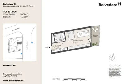1-Zimmer-Wohnung mieten in Graz – 36,36 m², € 572 – Bild 8 von 8