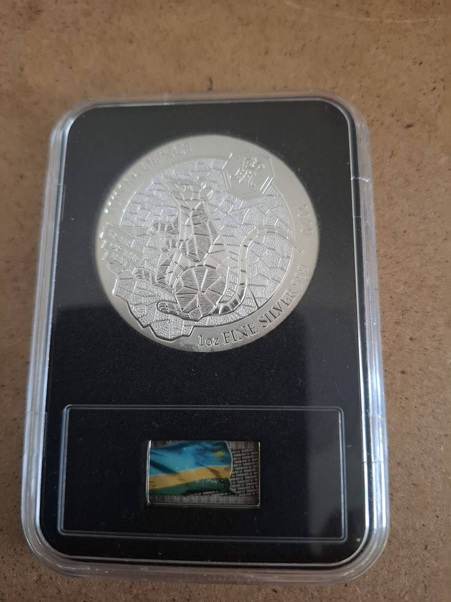 Lunar Silbermünze 2020 - Jahr der Ratte - 1 Unze (31,12g) Feinsilber 999 + 2,5g Silberbarren - coloriert im Blister
