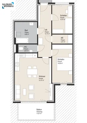 3-Zimmer-Wohnung mieten in Salzburg-Umgebung – 85 m², € 1.690 – Bild 12 von 13