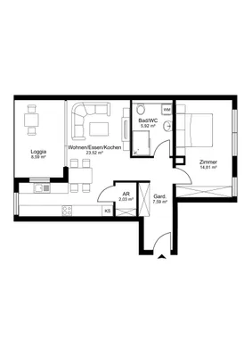 2-Zimmer-Wohnung mieten in Tamsweg – 53,82 m², € 873 – Bild 3 von 3