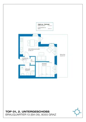 2-Zimmer-Wohnung mieten in Graz – 41,41 m², € 632 – Bild 14 von 14