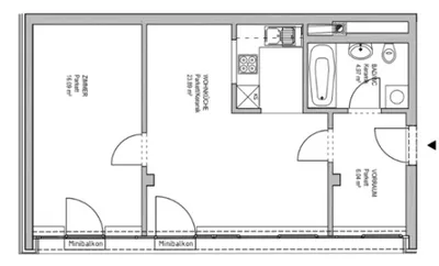 2-Zimmer-Wohnung mieten in Wien – 51 m², € 996 – Bild 2 von 4