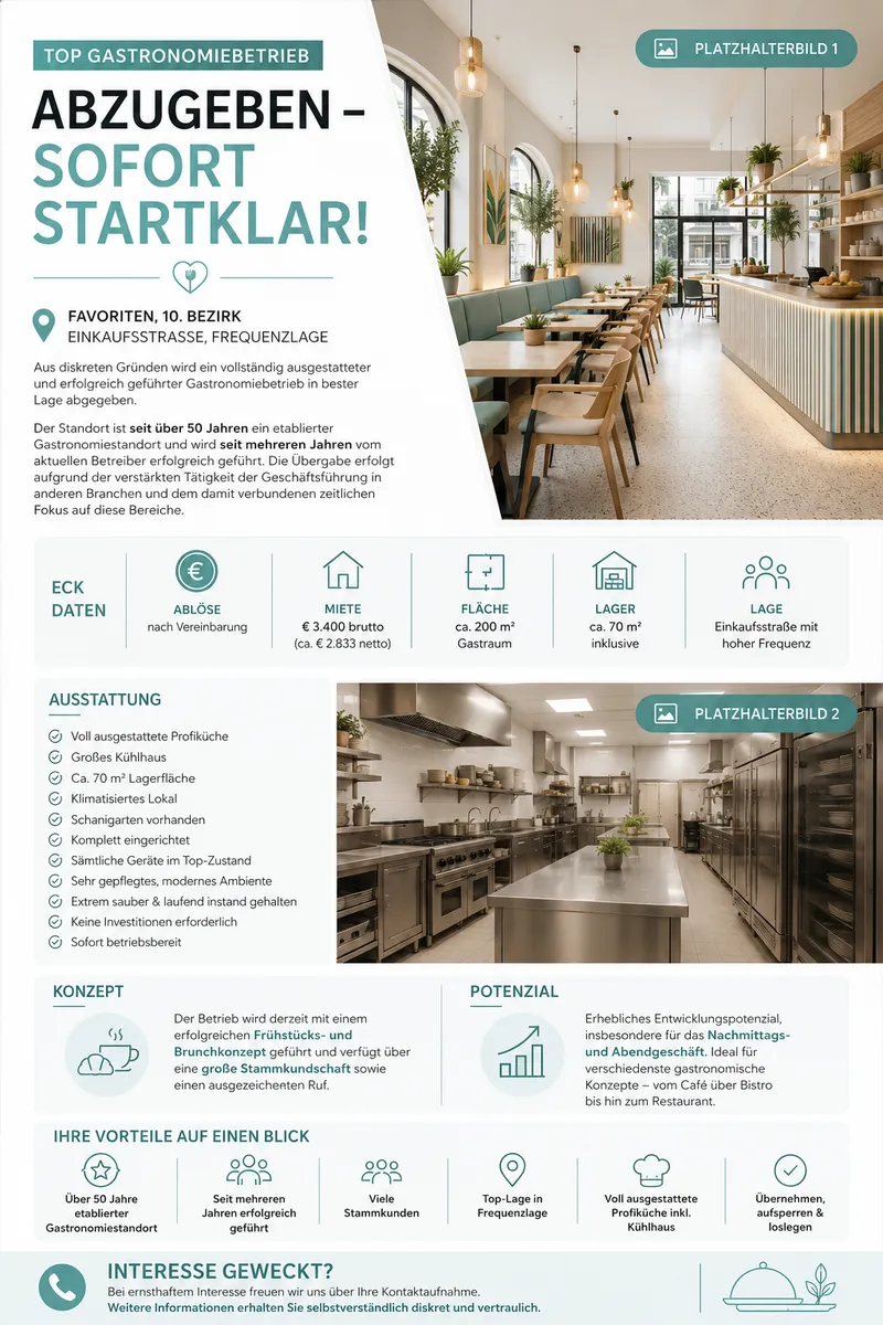 Top Gastronomiebetrieb in bester Frequenzlage abzugeben - sofort startklar, Wien