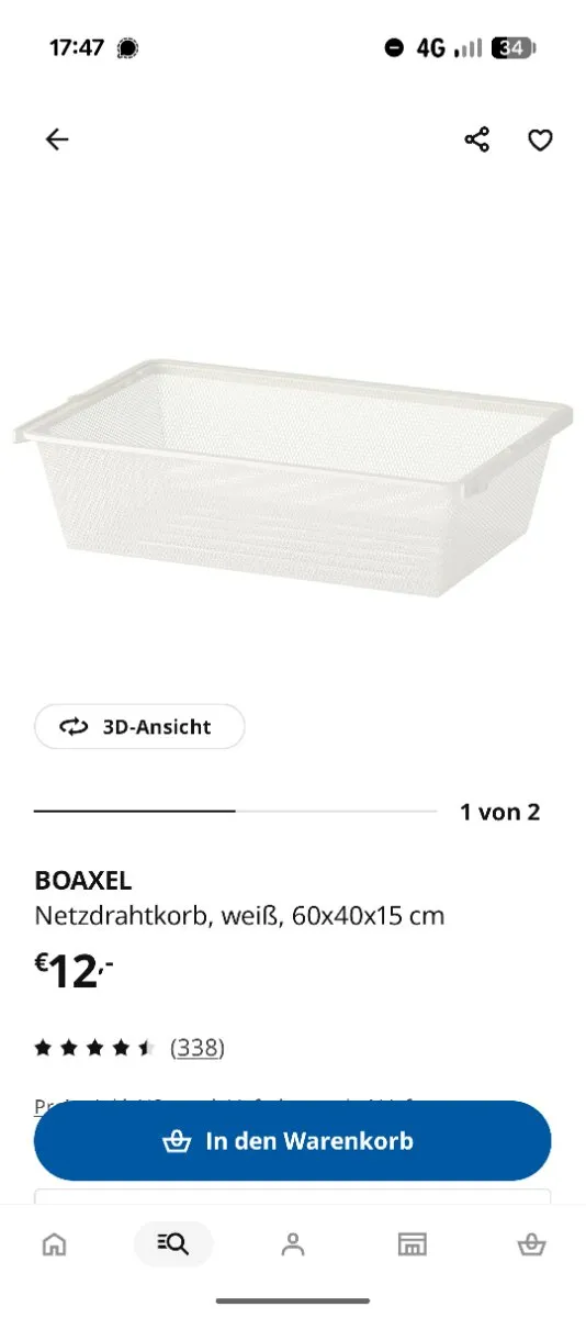 3 Stk. BOAXEL (IKEA) Drahtkörbe, € 30,50 (1020 Wien)