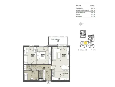 3-Zimmer-Wohnung mieten in Sankt Pölten – 75,33 m², € 966 – Bild 7 von 7