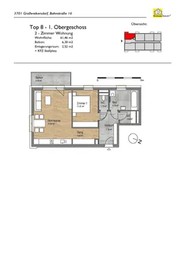 2-Zimmer-Wohnung mieten in Tulln – 61,46 m², € 641 – Bild 12 von 14