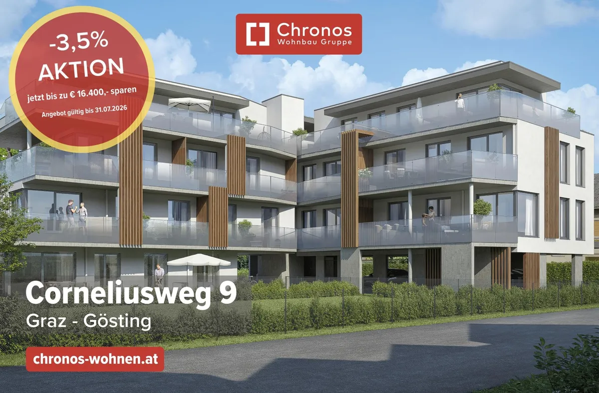 AKTION! Neubau-3-Zimmerwohnung mit West-Balkon in Ruhelage in Gösting! - Ansicht 2