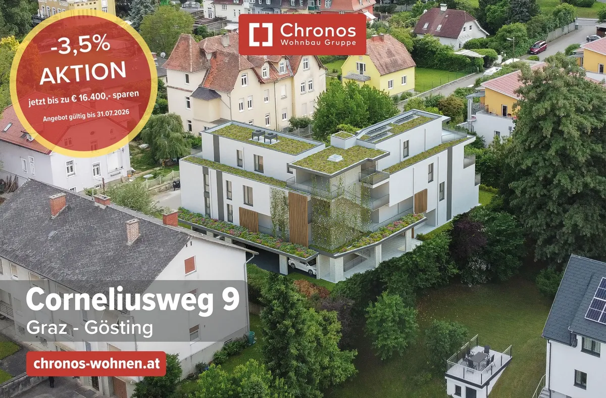 AKTION! Neubau-3-Zimmerwohnung mit West-Balkon in Ruhelage in Gösting! - Ansicht 3