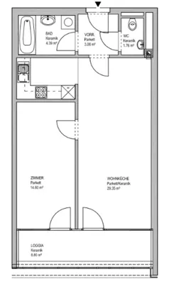 INNSTRASSE, 62 m2 Neubau inkl. 9 m2 Loggia, 2 Zimmer, Komplettküche, Parketten, 3. Liftstock – Bild 2