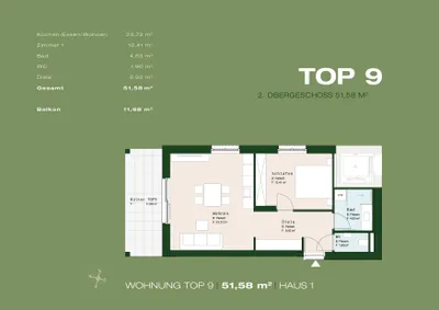 2-Zimmer-Wohnung kaufen in Graz – 51,58 m², € 350.744 – Bild 2 von 7