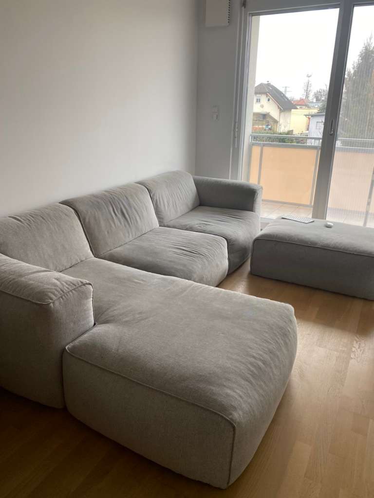 Hellgraues Echtledersofa deals