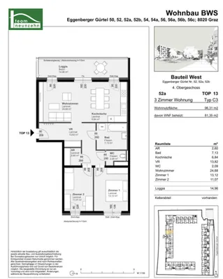3-Zimmer-Wohnung mieten in Graz – 81,35 m², € 981 – Bild 17 von 17