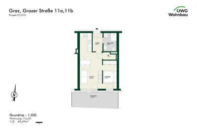 1-Zimmer-Wohnung kaufen in Graz – 45,4 m², € 267.404 – Bild 6 von 6
