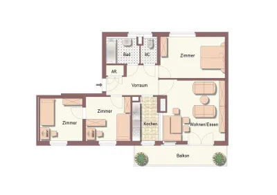 4-Zimmer-Wohnung mieten in Bruck-Mürzzuschlag – 81,51 m², € 1.031 – Bild 3 von 3