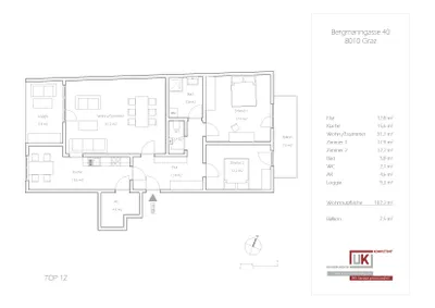 3-Zimmer-Wohnung mieten in Graz – 102 m², € 1.089 – Bild 2 von 13