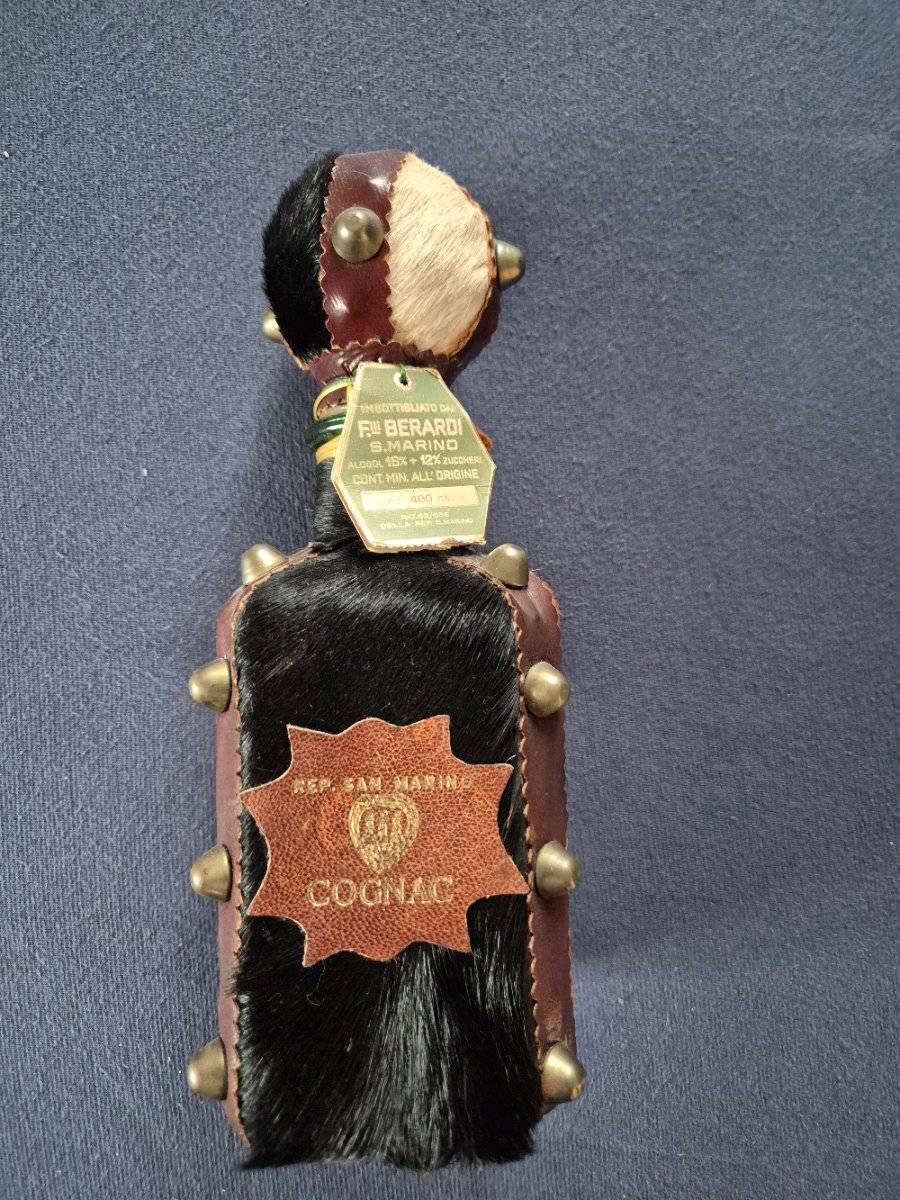 Vintage Cognac Flasche - F. lli Berardi San Marino - Leder & Fell - Sammlerstück