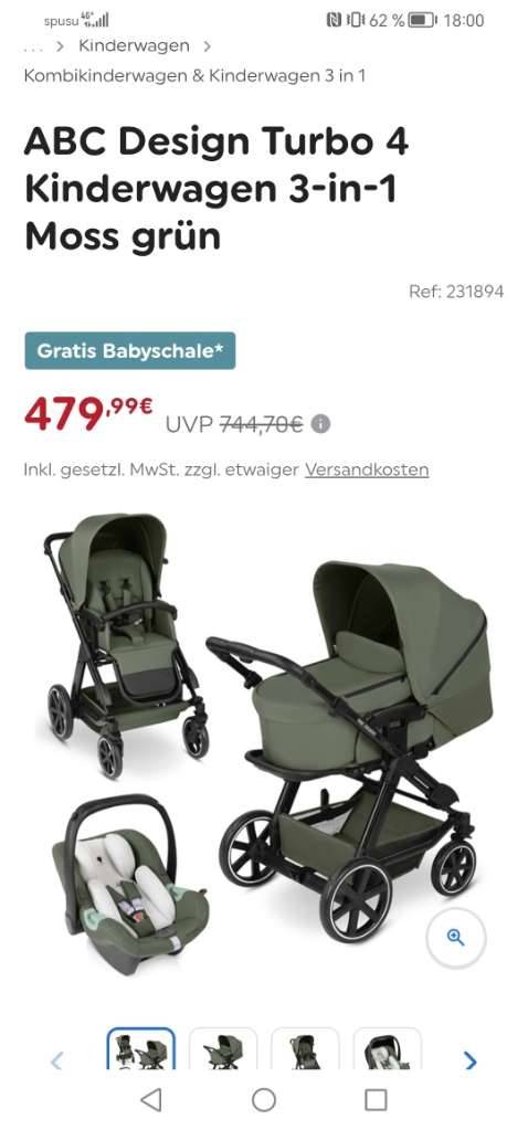 ABC Design Turbo 4 Kinderwagen 3-in-1 Moss grn,  300,- (1110 Wien) -  willhaben