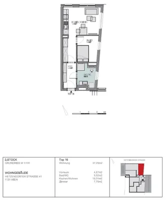 2-Zimmer-Wohnung mieten in Wien – 37,25 m², € 730 – Bild 10 von 10