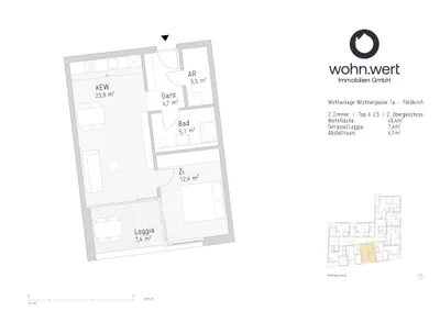 2-Zimmer-Wohnung mieten in Feldkirch – 49,4 m², € 1.124 – Bild 5 von 6