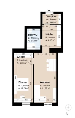 2-Zimmer-Wohnung mieten in Graz – 56,52 m², € 538