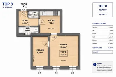 2-Zimmer-Wohnung kaufen in Wien – 43,92 m², € 259.000 – Bild 8 von 9