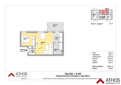 2-Zimmer-Wohnung mieten in Wels – 46,41 m², € 630 – Bild 9 von 10