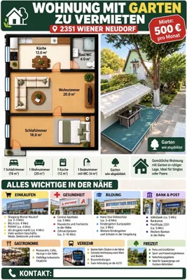 2-Zimmer-Wohnung mieten in Mödling – 54 m², € 600