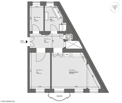 3-Zimmer-Wohnung mieten in Baden – 72 m², € 1.250 – Bild 20 von 20