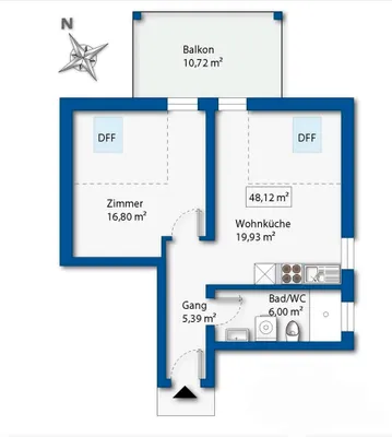 *warmmiete*Schöne 2-Zimmer-Dachgeschosswohnung für eine Person mit Balkon in sehr guter Lage – Bild 2