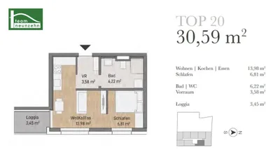 2-Zimmer-Wohnung kaufen in Graz – 30,59 m², € 190.657 – Bild 8 von 8