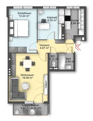 3-Zimmer-Wohnung kaufen in Baden – 60,57 m², € 179.000 – Bild 14 von 14