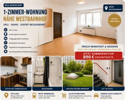 Wunderschöne 1 Zimmer Wohnung nähe Westbahnhof