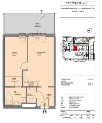 2-Zimmer-Wohnung mieten in Sankt Pölten – 48,62 m², € 749 – Bild 13 von 14