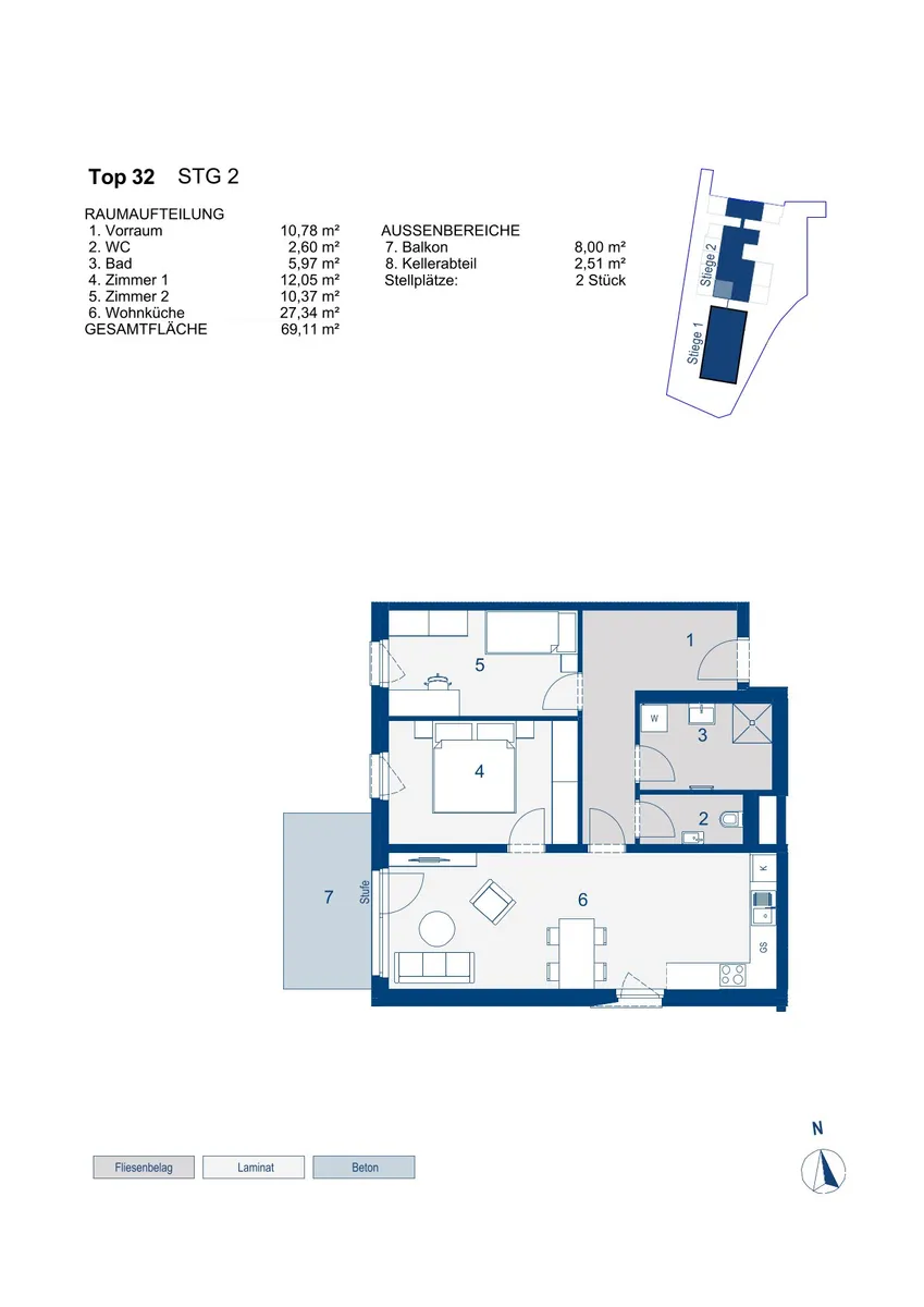 Apartment in Vösendorf, Anton Benya-Wohnhausanlage, Bezirk Mödling - Ansicht 2