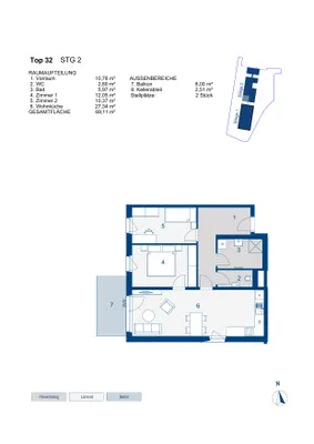 3-Zimmer-Wohnung mieten in Mödling – 69,11 m², € 825 – Bild 2 von 3